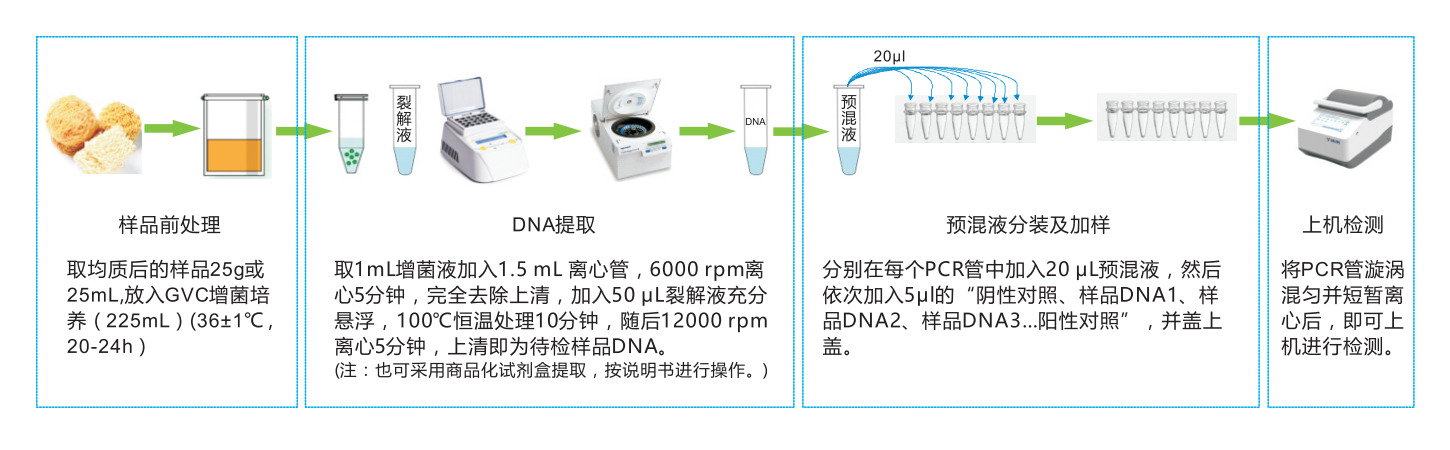 實(shí)時(shí)熒光PCR檢測試劑盒食源性致病菌檢測流程