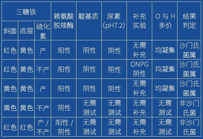 沙門氏菌判定表